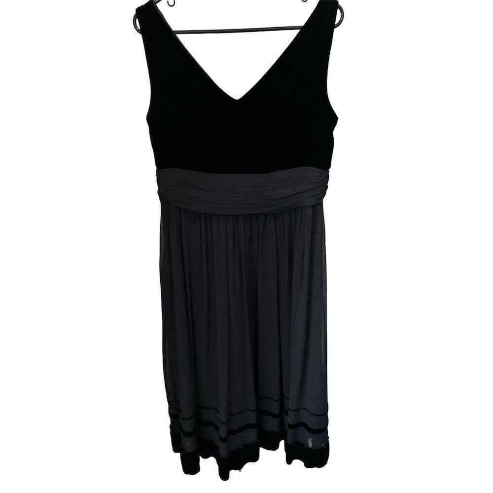 Talbots Women's Plus Size 14 Black Velvet & Satin Knee-Length Party Dress‎